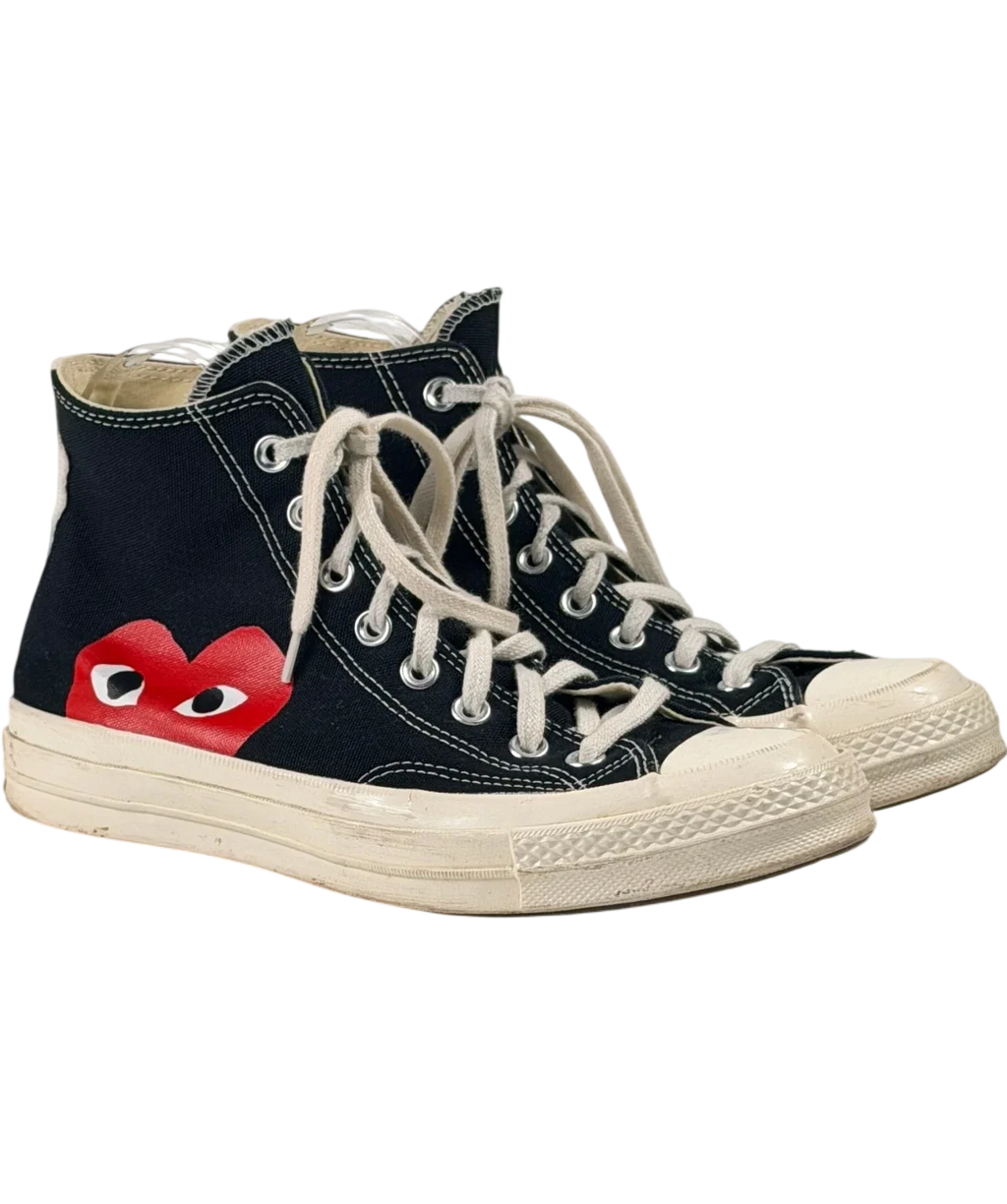 Converse X Comme Des Garçons Play Chuck 70 Black High Top Trainers UK 7 EU 40
