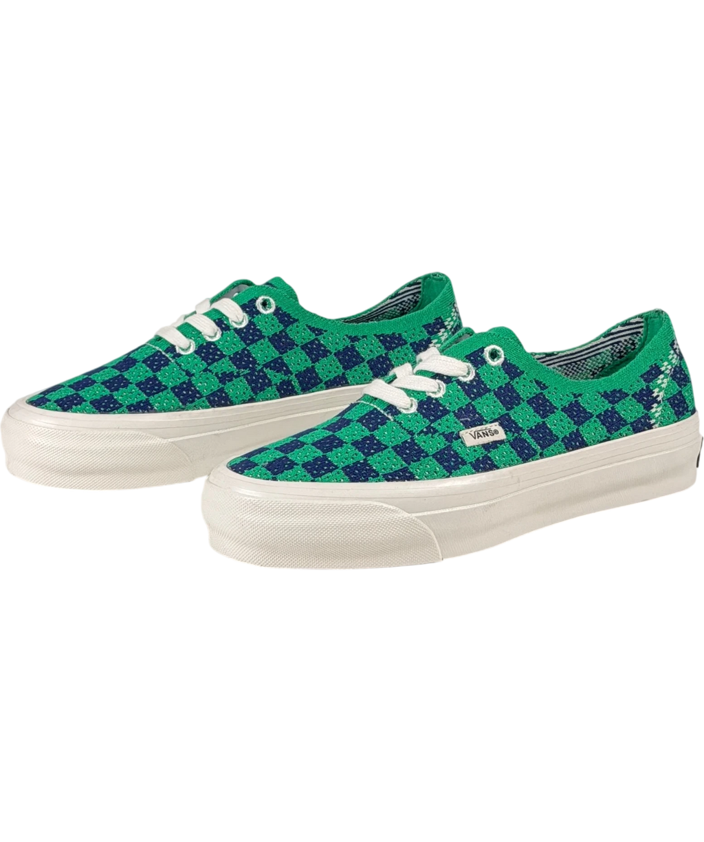 VANS Premium Authentic 44 Ek Punk Check Green & Navy Sneakers UK 3 EU 36