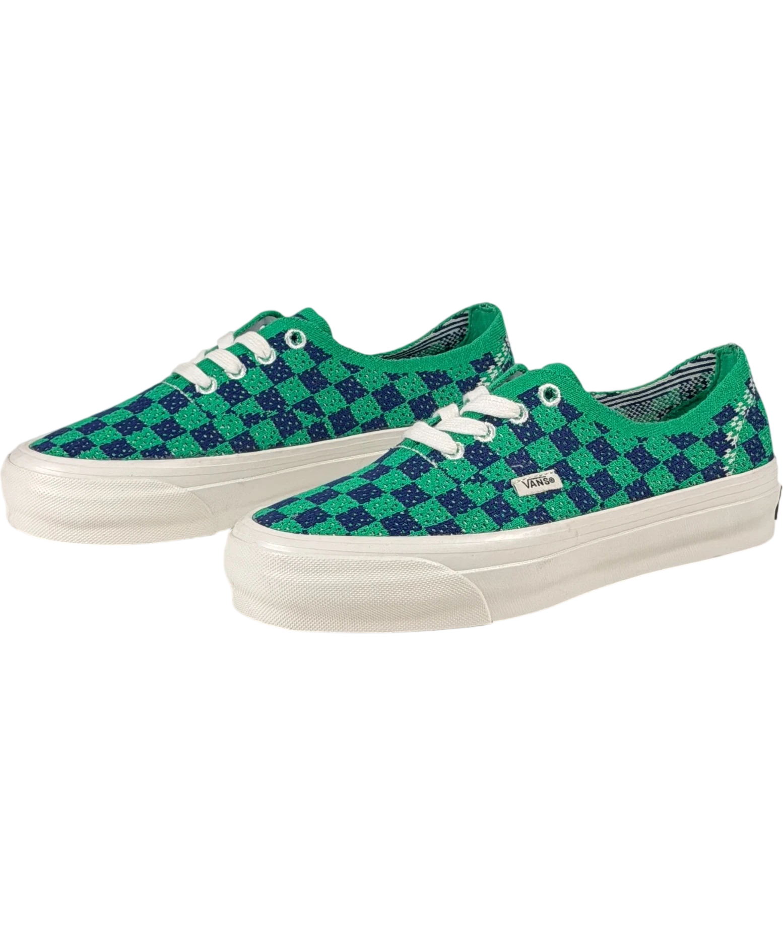 VANS Premium Authentic 44 Ek Punk Check Green & Navy Sneakers UK 3 EU 36