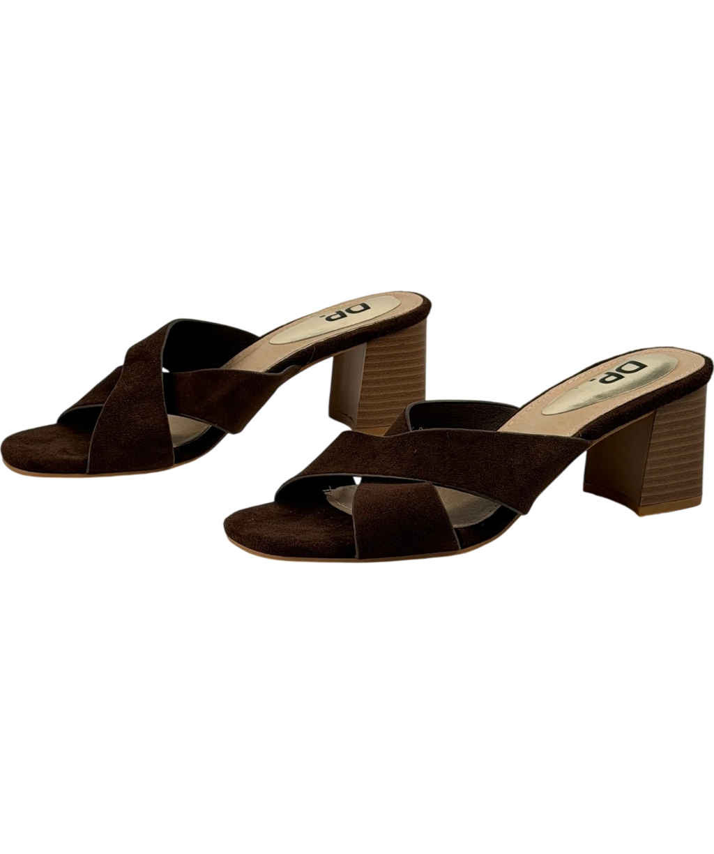 dorothy perkins Brown Suede Cross Strap Heeled Mules UK 5 EU 38