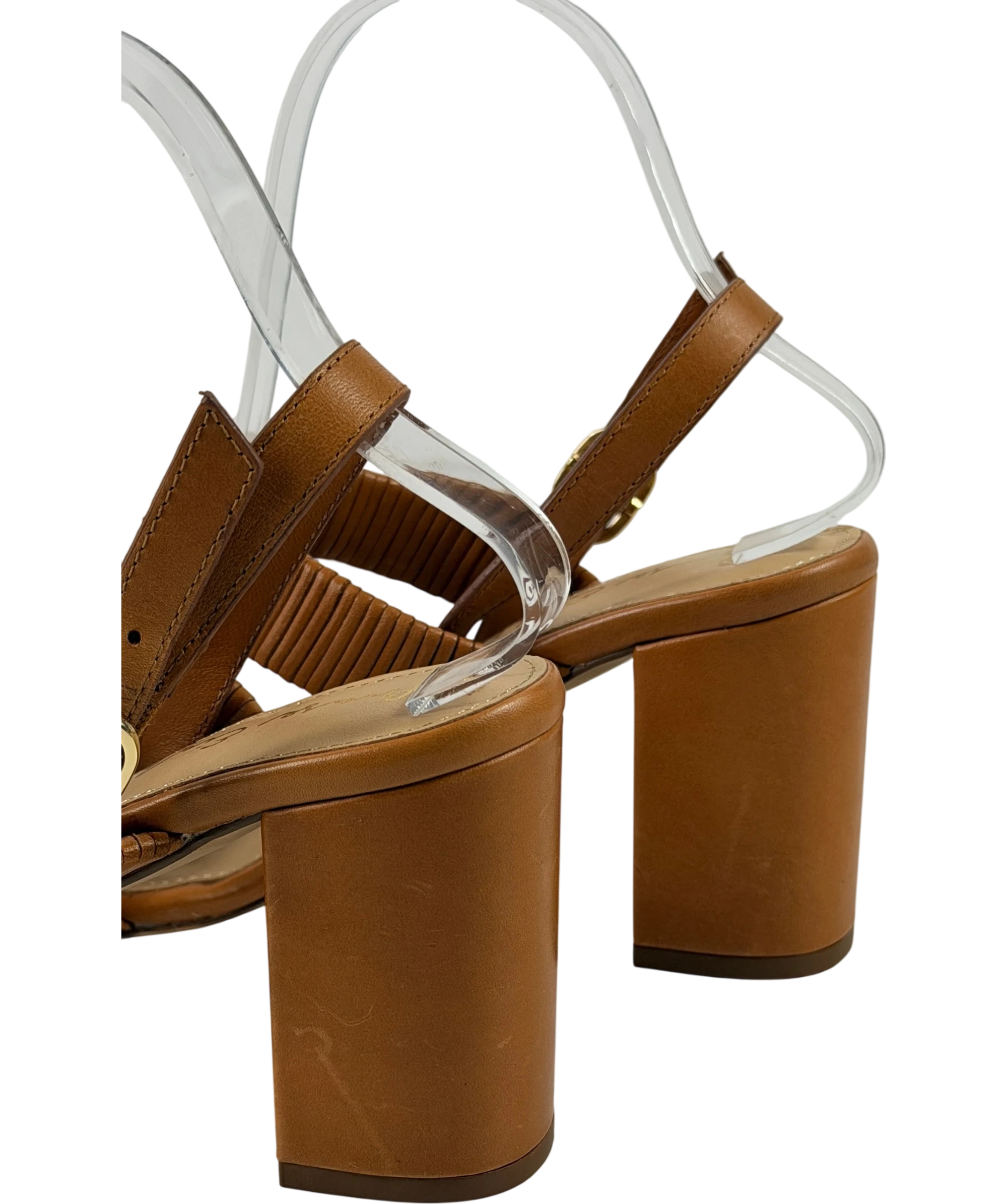 Phase Eight Brown Leather Block Heel Sandals Tan UK 5 EU 38