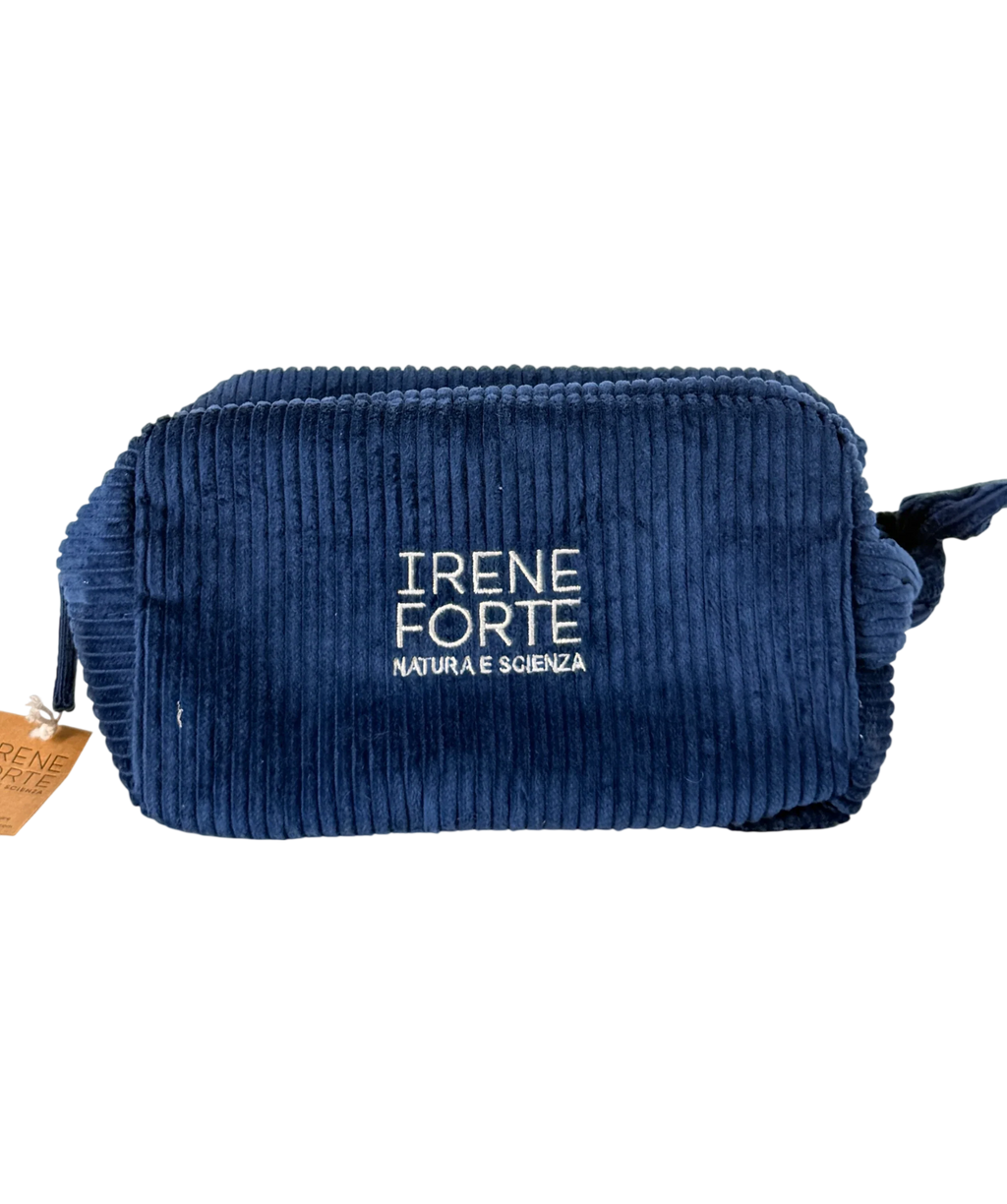 Irene Forte Blue Navy Corduroy Wash Bag No Size