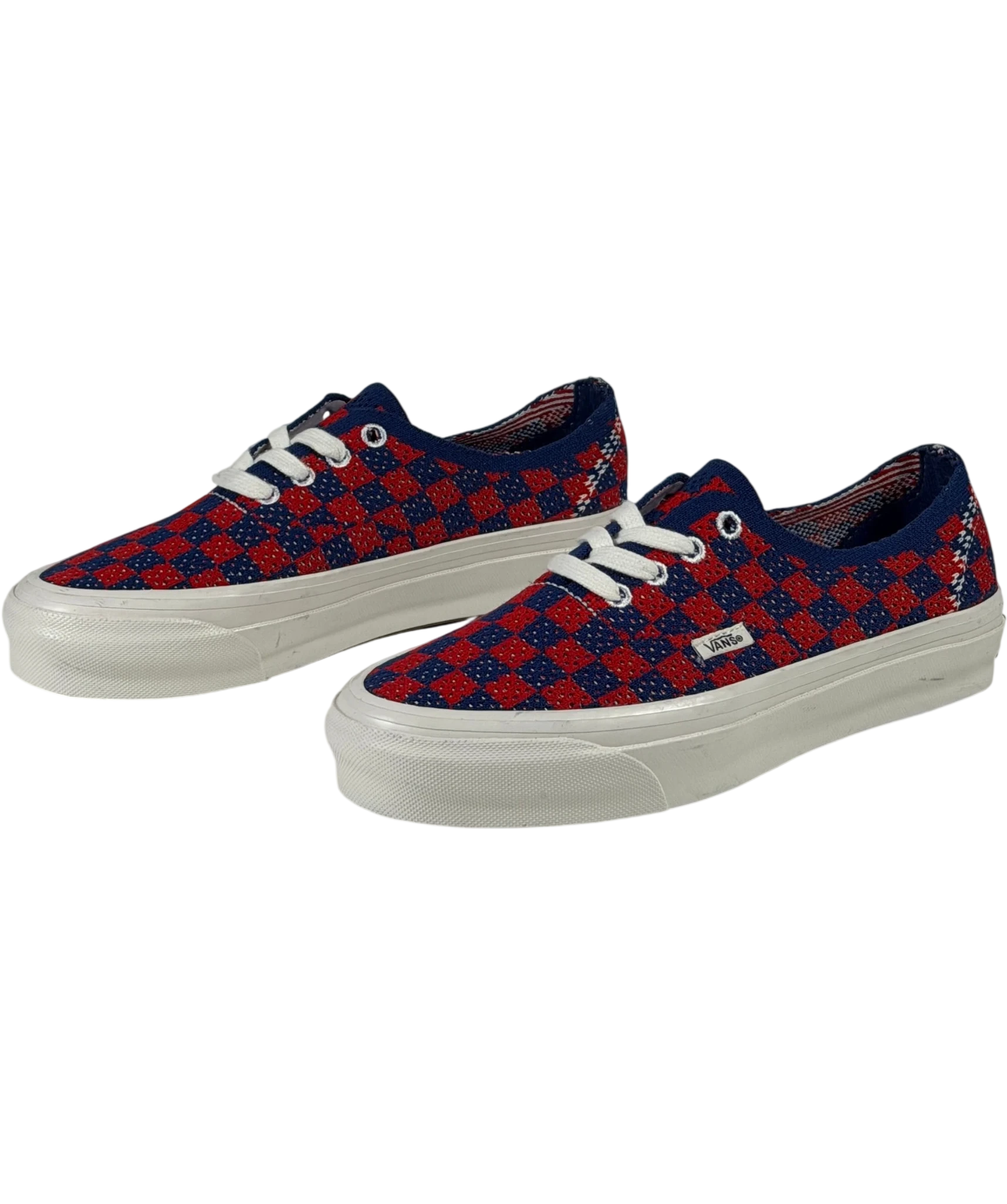 VANS Premium Authentic 44 Ek Punk Check Red And Blue Sneakers UK 3 EU 36
