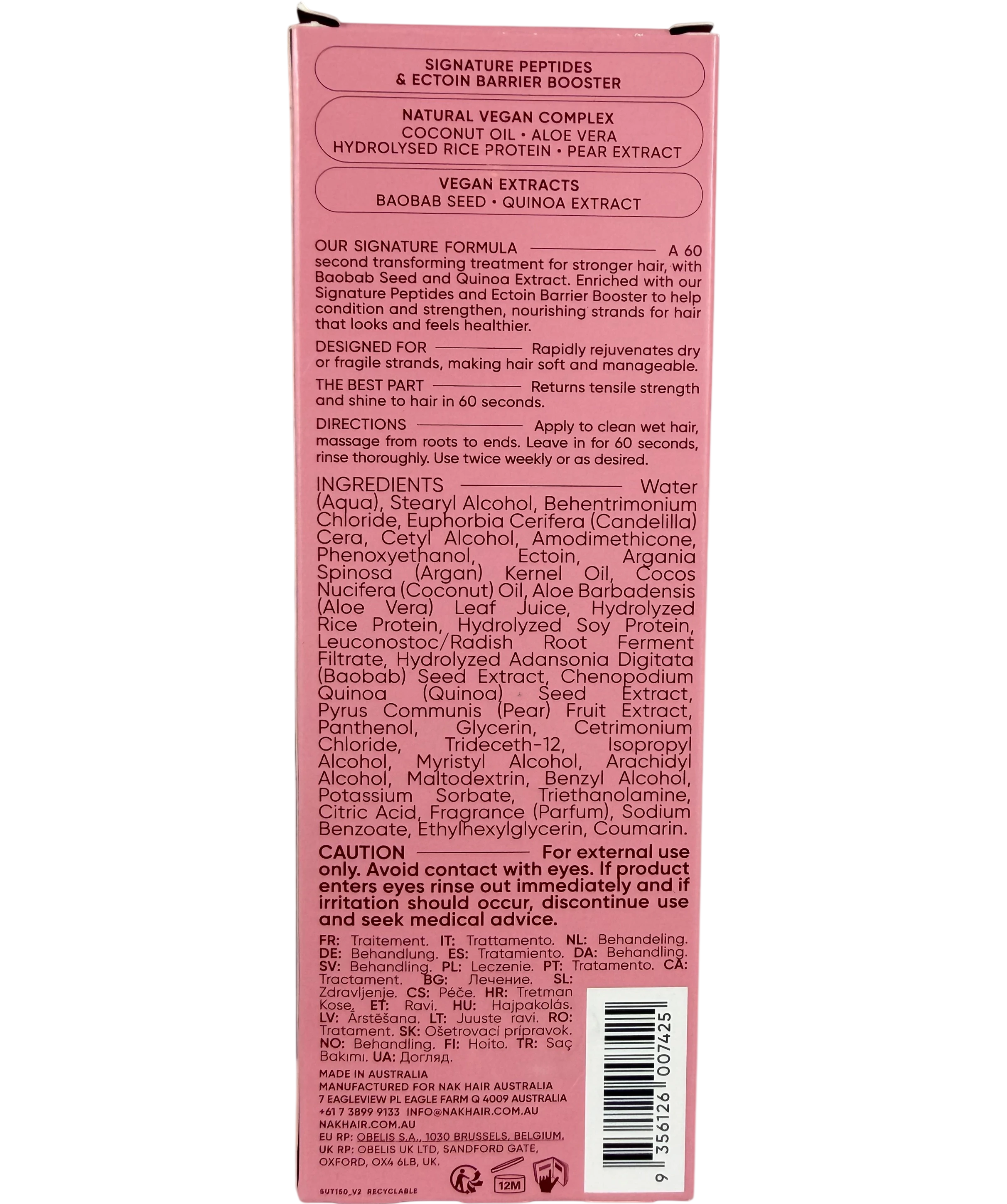 Nak Hair Ultimate Treatment - 60 Second Repair 150ml