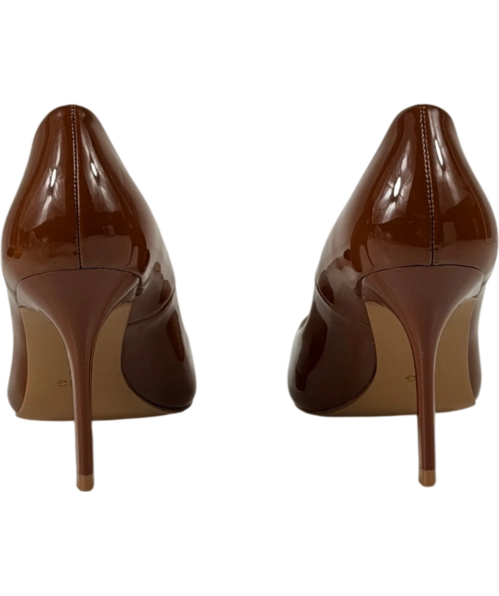MANGO Patent Stiletto Heel Pumps In Terracotta Brown UK 5 EU 38
