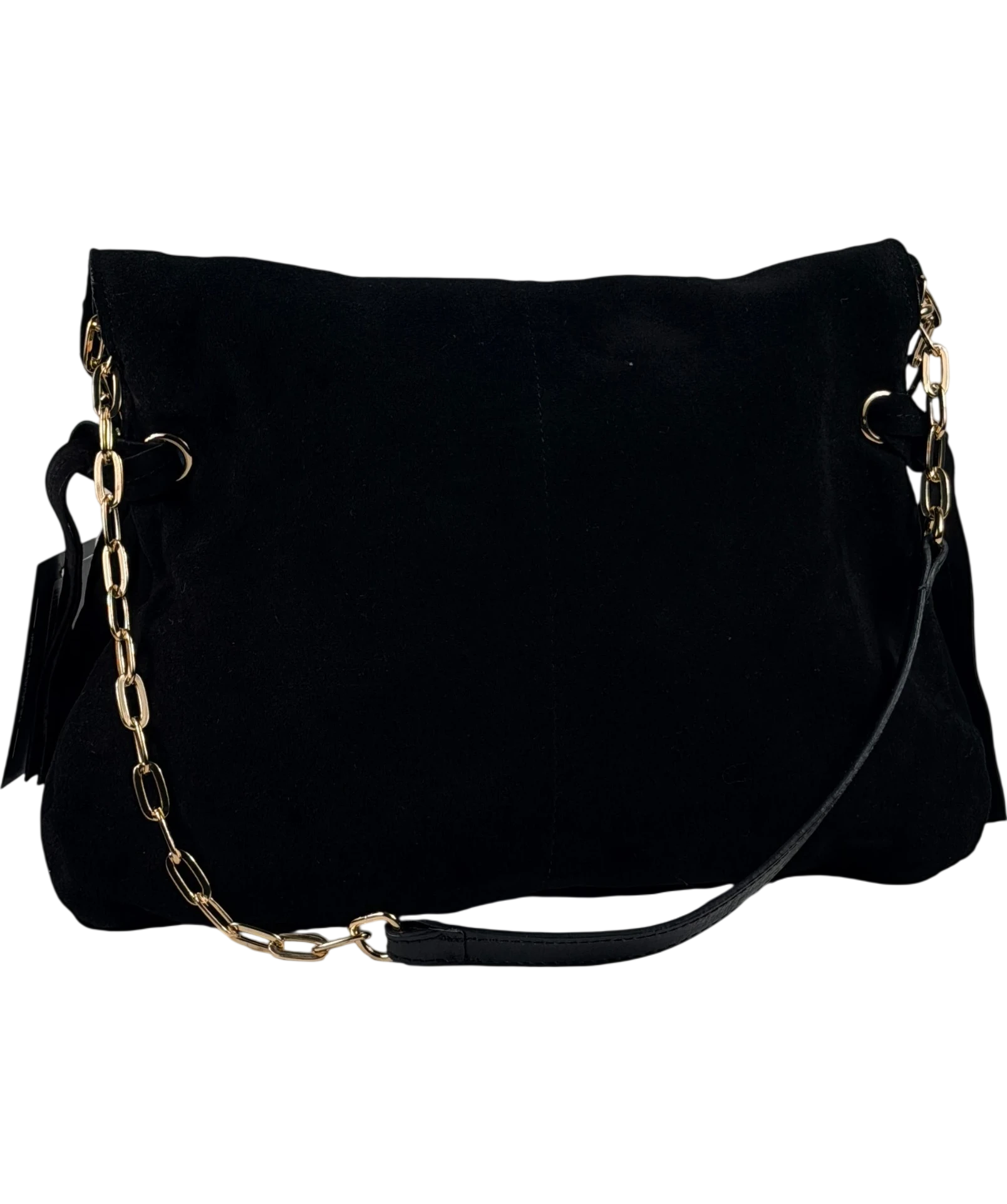 River Island Black Real Suede Chain Slouch Shoulder Bag