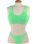 HUNZA G Bright Green Xandra Crinkle Bikini One Size