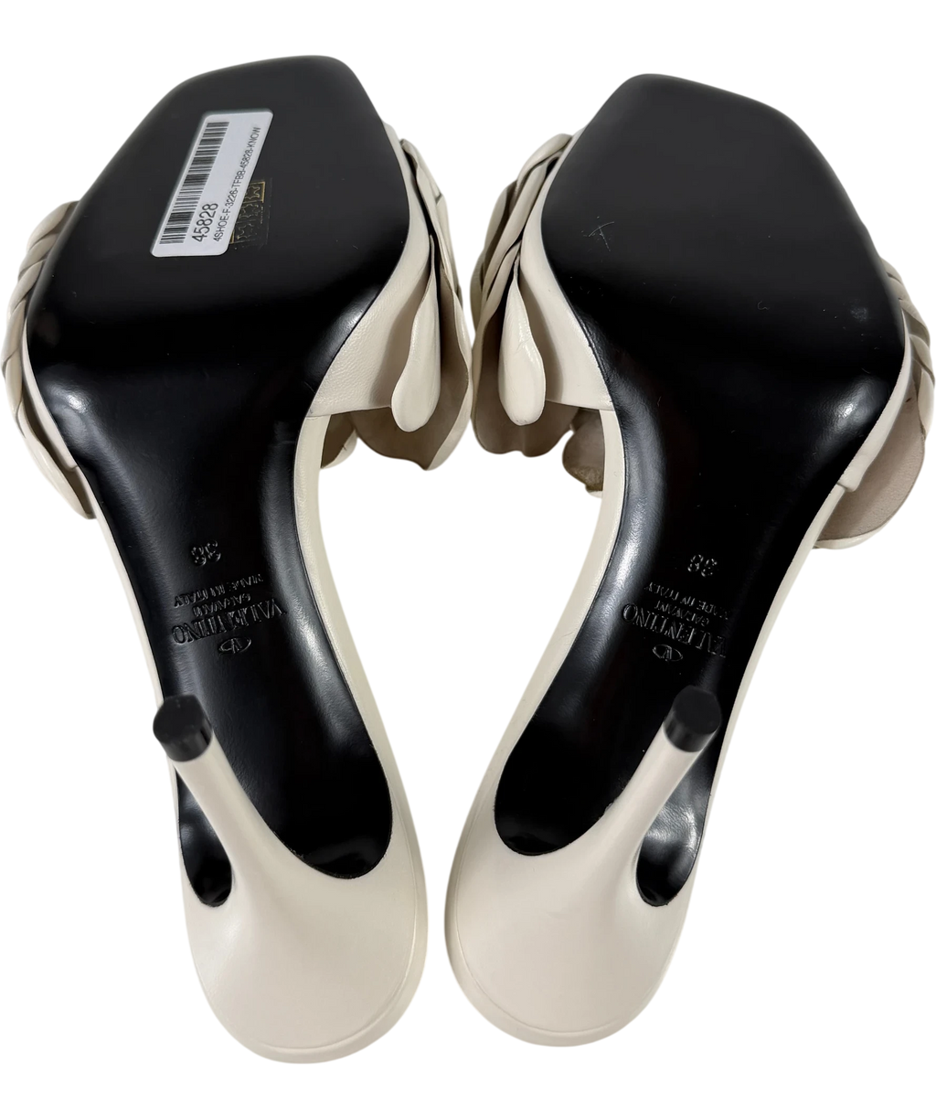 VALENTINO GARAVANI Cream Atelier 03 Rose Edition 90 Leather Mules In Avorio UK 5 EU 38
