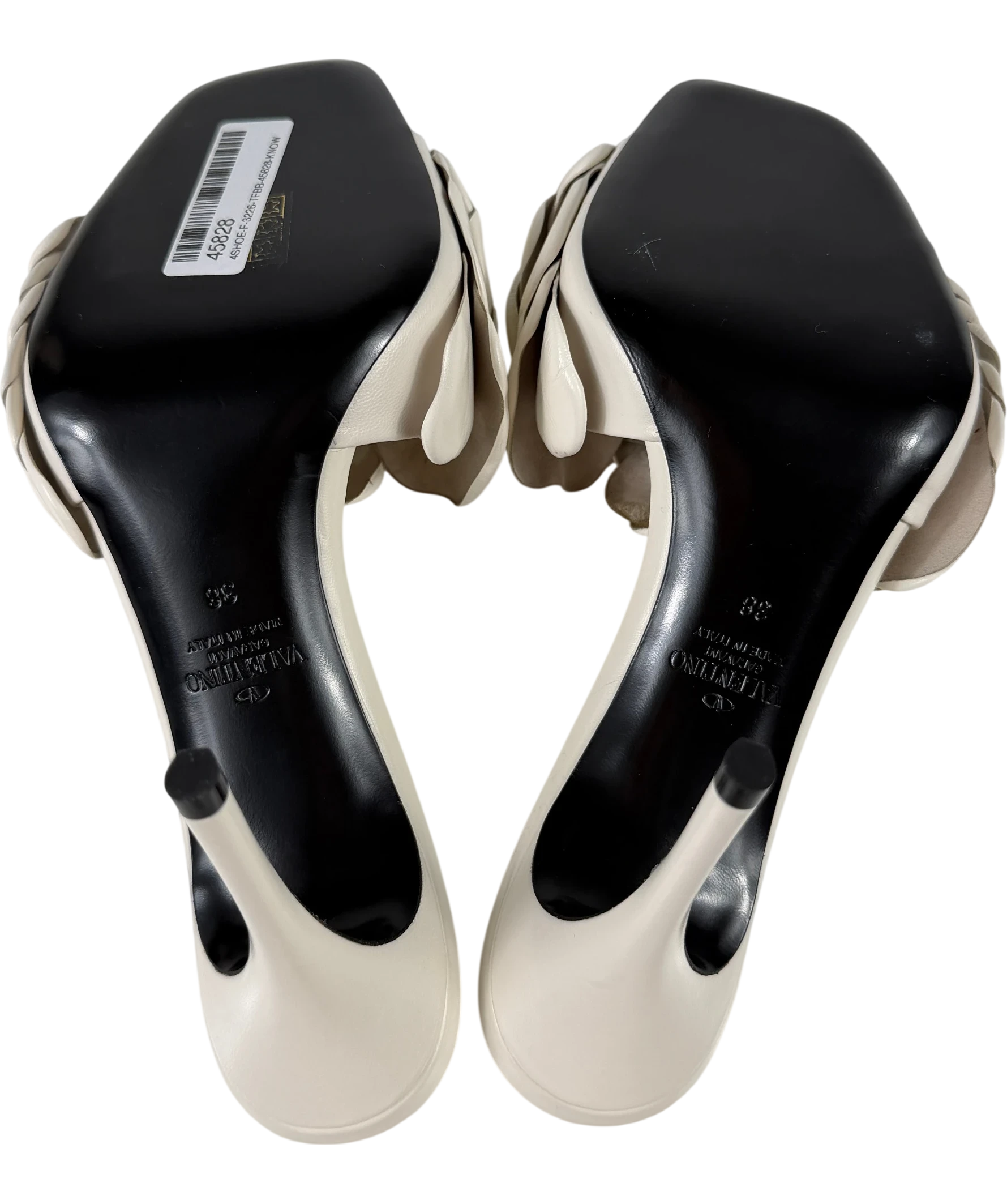 VALENTINO GARAVANI Cream Atelier 03 Rose Edition 90 Leather Mules In Avorio UK 5 EU 38