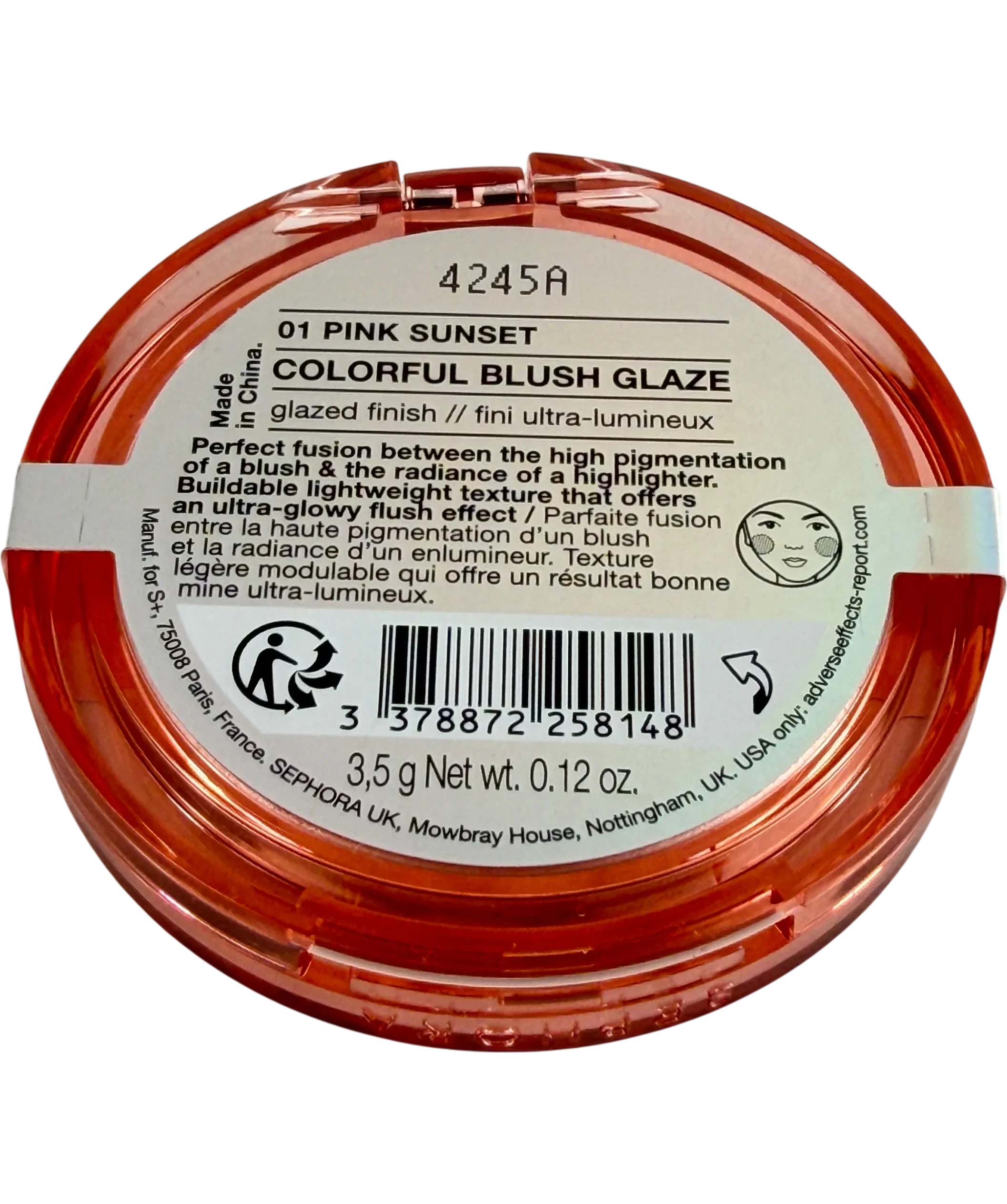 sephora Colorful Glazed Blush Pink Sunset 3.5g
