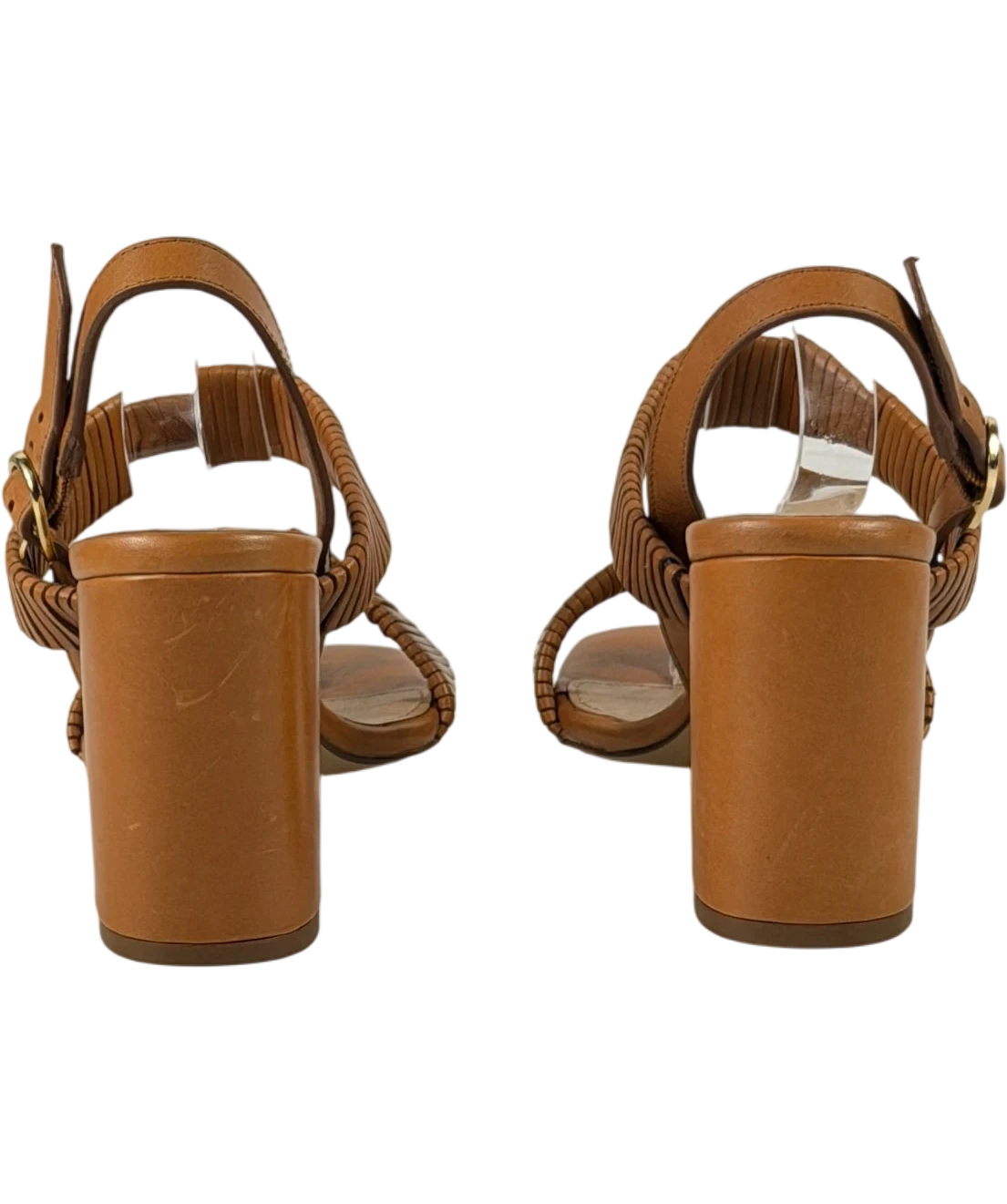 Phase Eight Brown Leather Block Heel Sandals Tan UK 5 EU 38