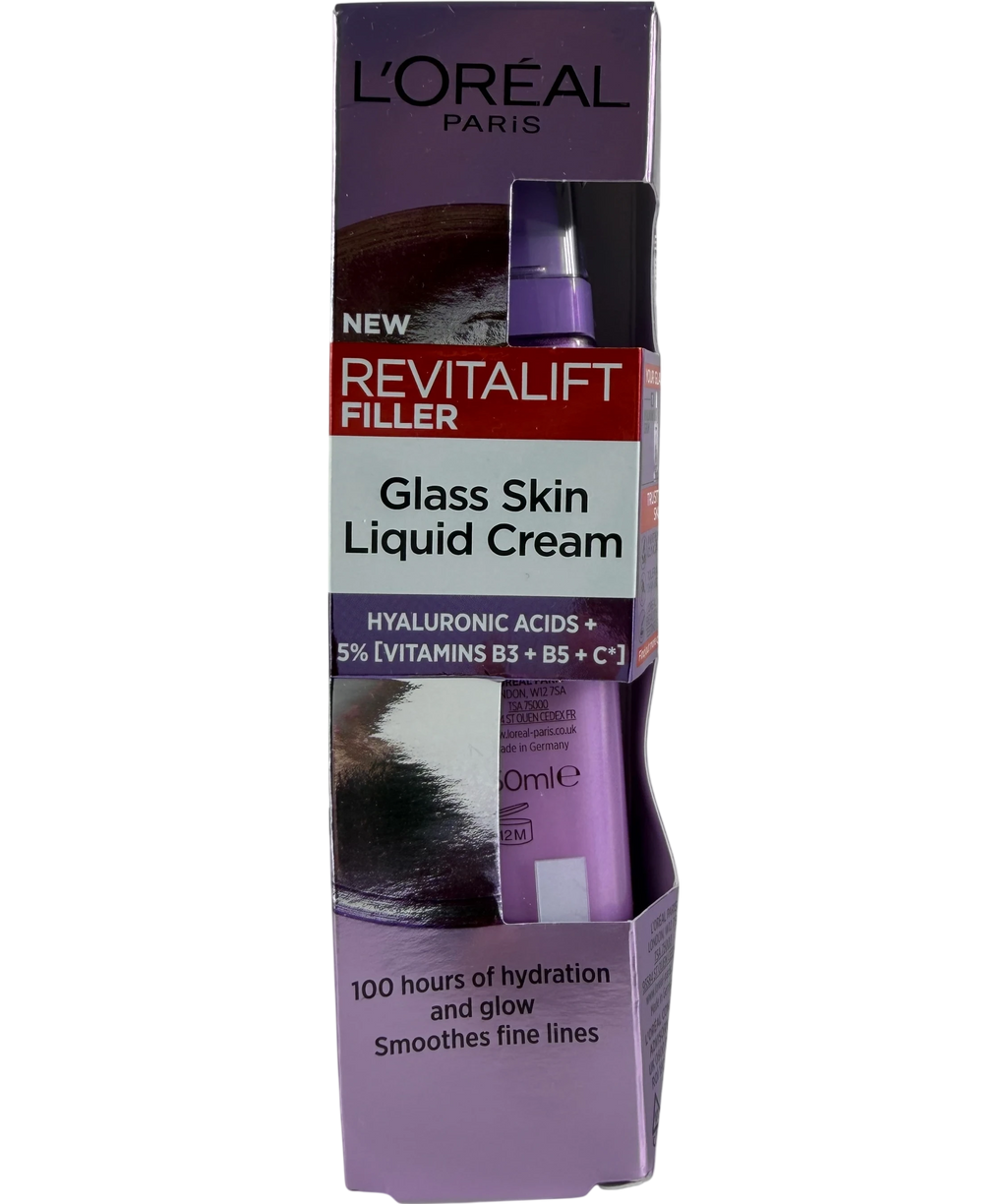 L'Oreal Revitalift Filler Glass Skin Liquid Cream Face Moisturiser 50ml