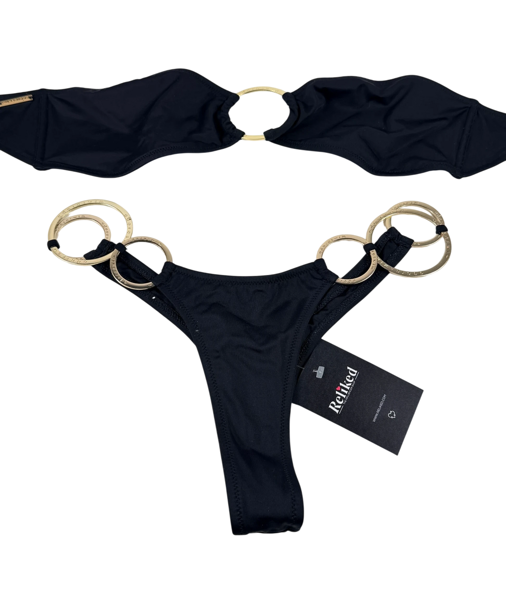 adoora swim Portofino Top And San Cosma Bottoms Bikini Set Black UK S/M