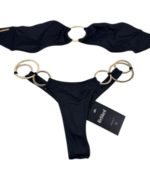 adoora swim Portofino Top And San Cosma Bottoms Bikini Set Black UK S/M
