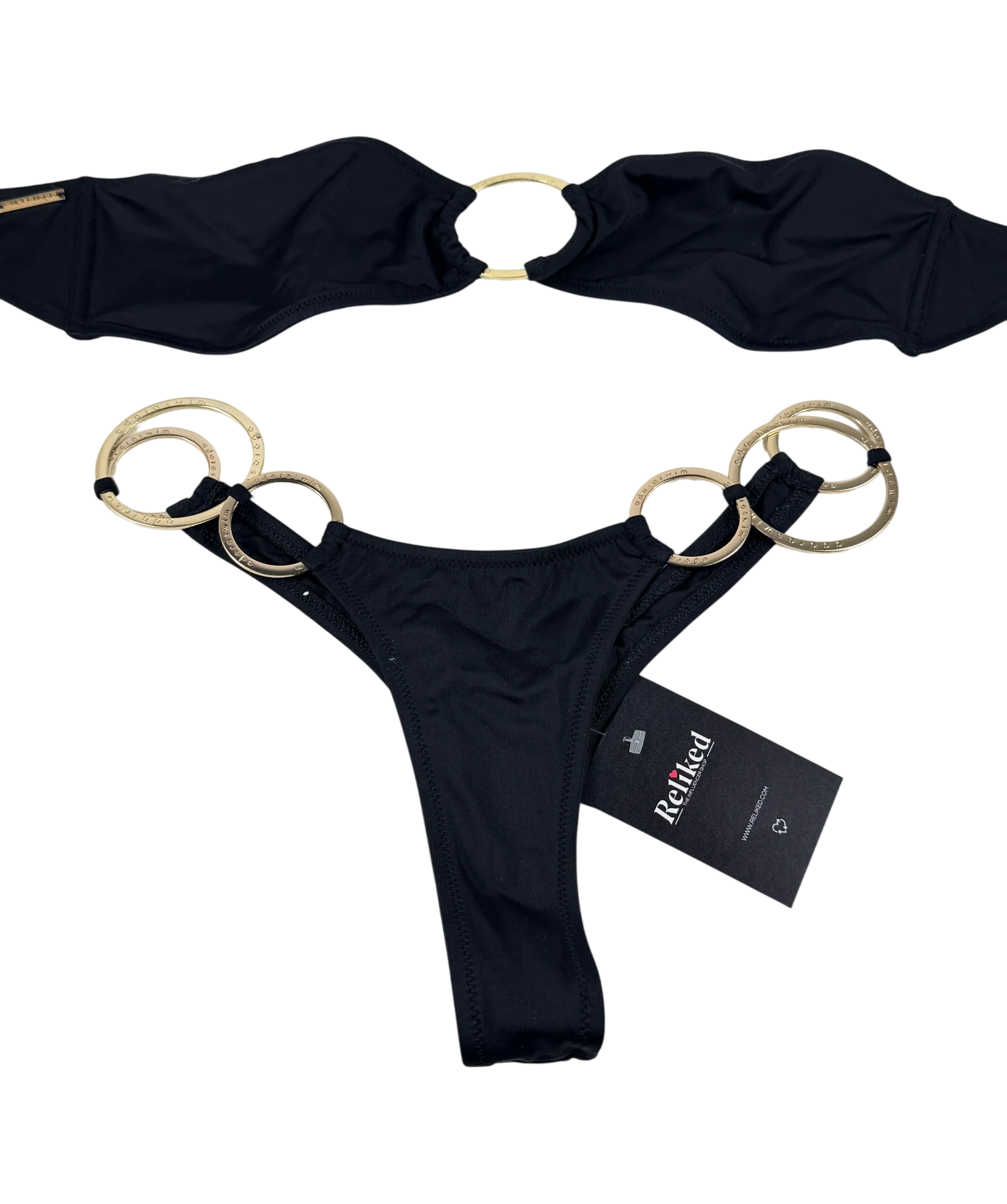 adoora swim Portofino Top And San Cosma Bottoms Bikini Set Black UK S/M
