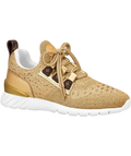 LOUIS VUITTON Gold Metallic Lurex Knit Aftergame Low Top Trainers UK 3 EU 36
