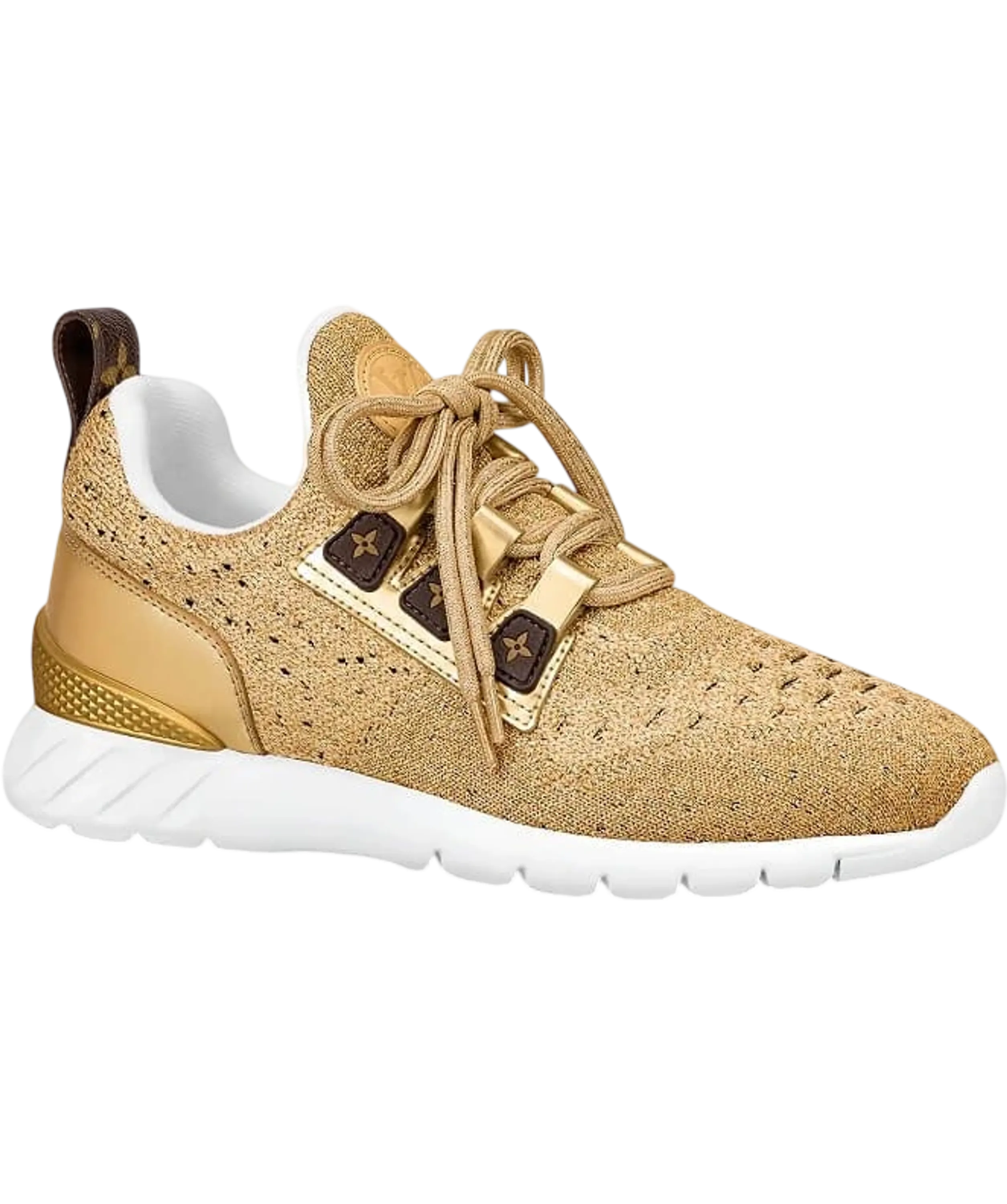 LOUIS VUITTON Gold Metallic Lurex Knit Aftergame Low Top Trainers UK 3 EU 36