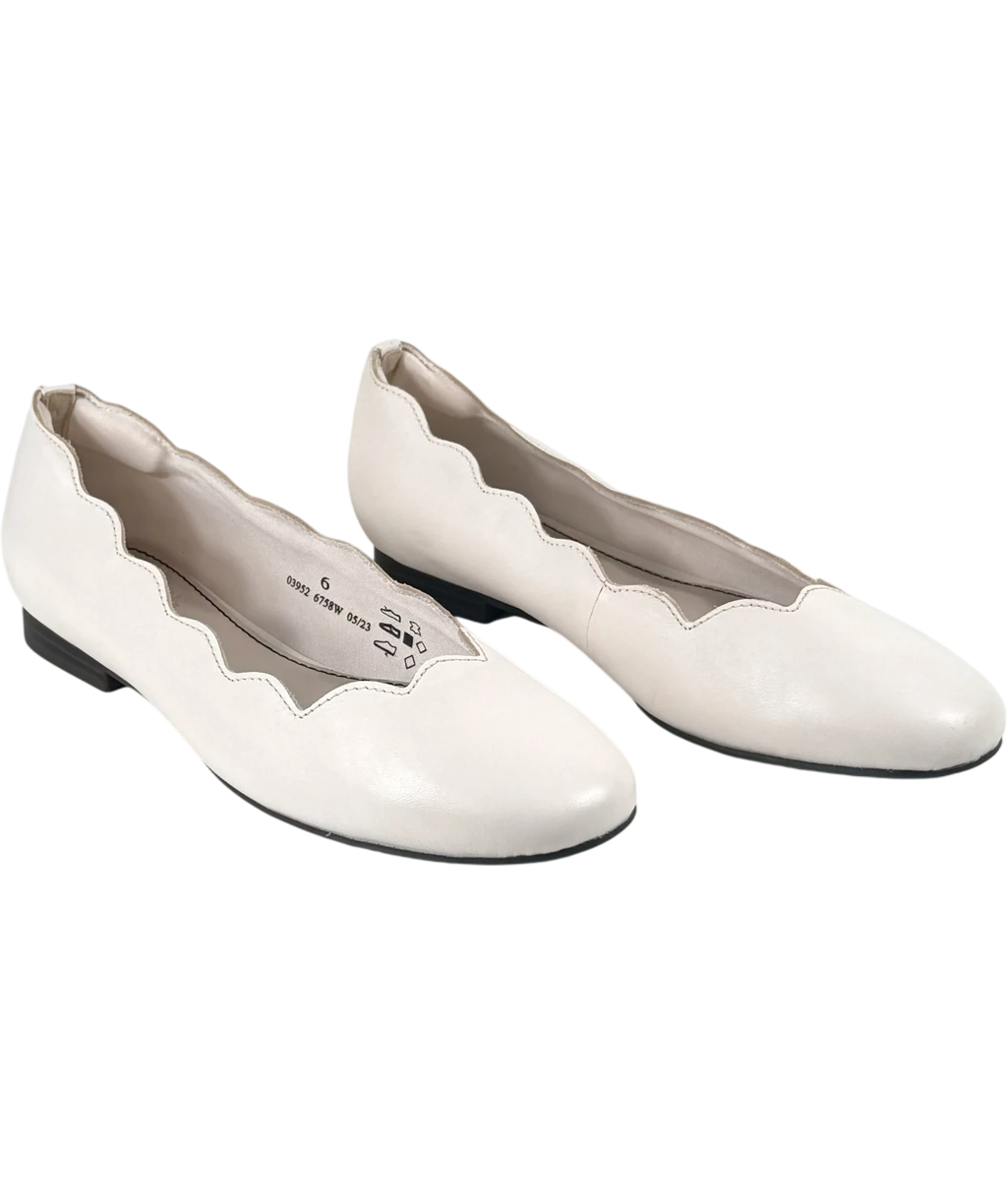 M&S White Collection Wide Fit Leather Ballet Pumps, UK 6 EU 39