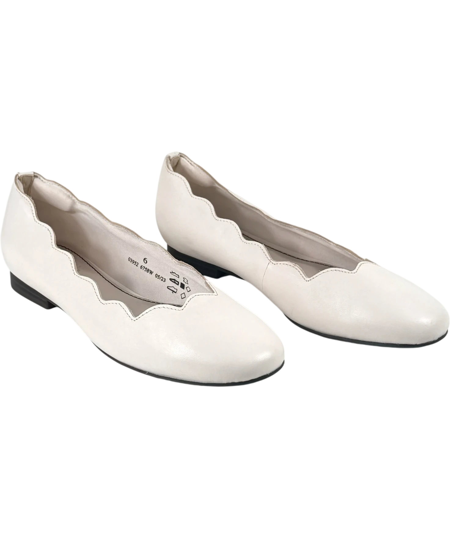M&S White Collection Wide Fit Leather Ballet Pumps, UK 6 EU 39