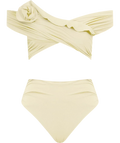 MAYGEL CORONEL Rosy Off-shoulder Bikini Set In Vanilla Yellow One Size