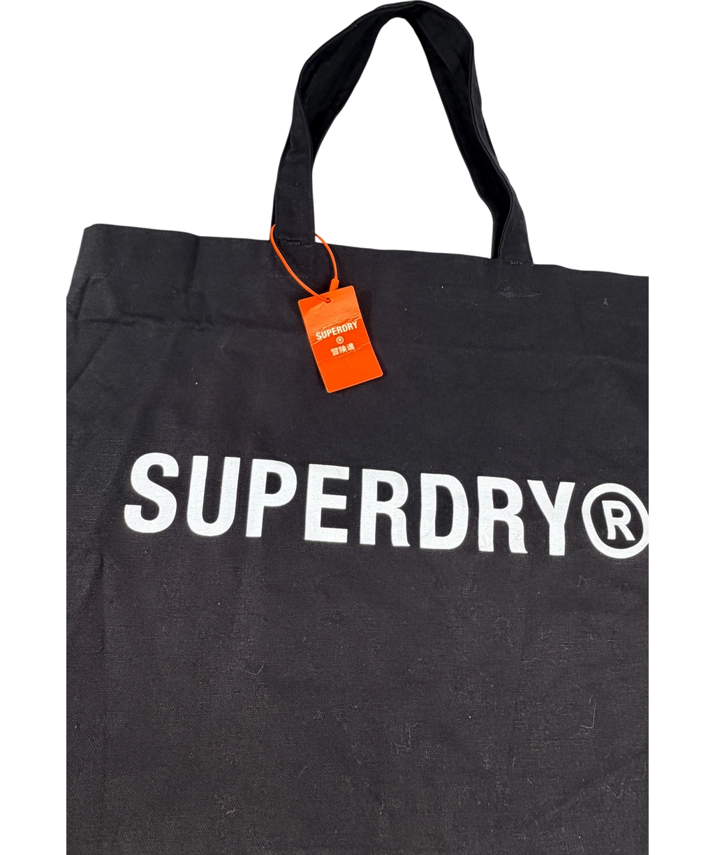 Superdry Essential Logo Canvas Tote Bag In Black