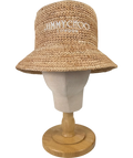 Jimmy Choo Beige Atena Logo-embroidered Raffia Bucket Hat One Size