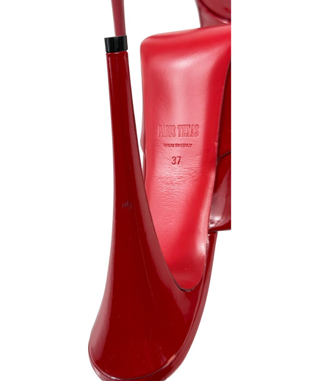 Paris Texas Red Marina Platform Mules In Glossy Patent Leather UK 4 EU 37