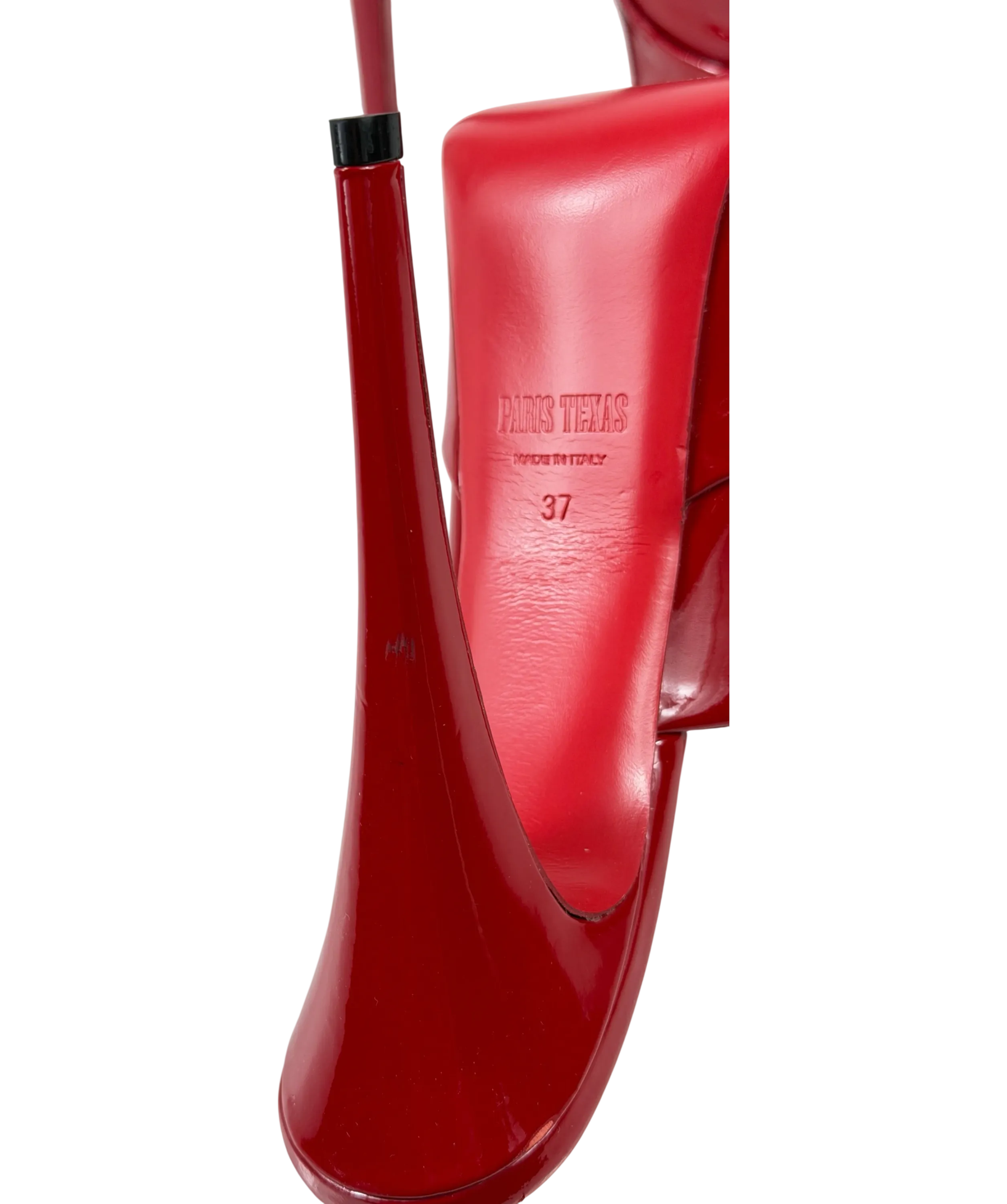 Paris Texas Red Marina Platform Mules In Glossy Patent Leather UK 4 EU 37