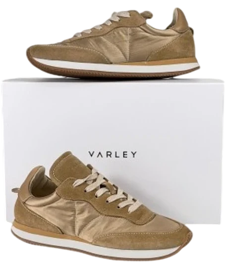 VARLEY Amera Runner Suede And Satin Sneakers In Taupe Beige UK 5 EU 38