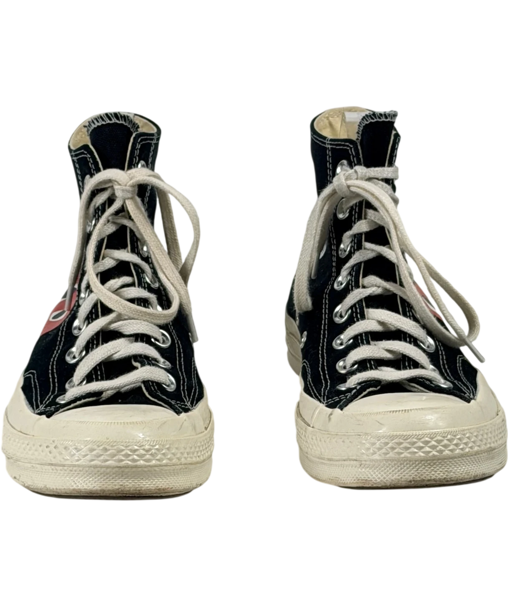 Converse X Comme Des Garçons Play Chuck 70 Black High Top Trainers UK 7 EU 40