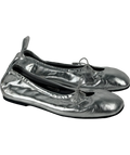 alohas Rosalind Shimmer Metallic Silver Leather Ballet Flats UK 6 EU 39