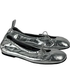 alohas Rosalind Shimmer Metallic Silver Leather Ballet Flats UK 6 EU 39