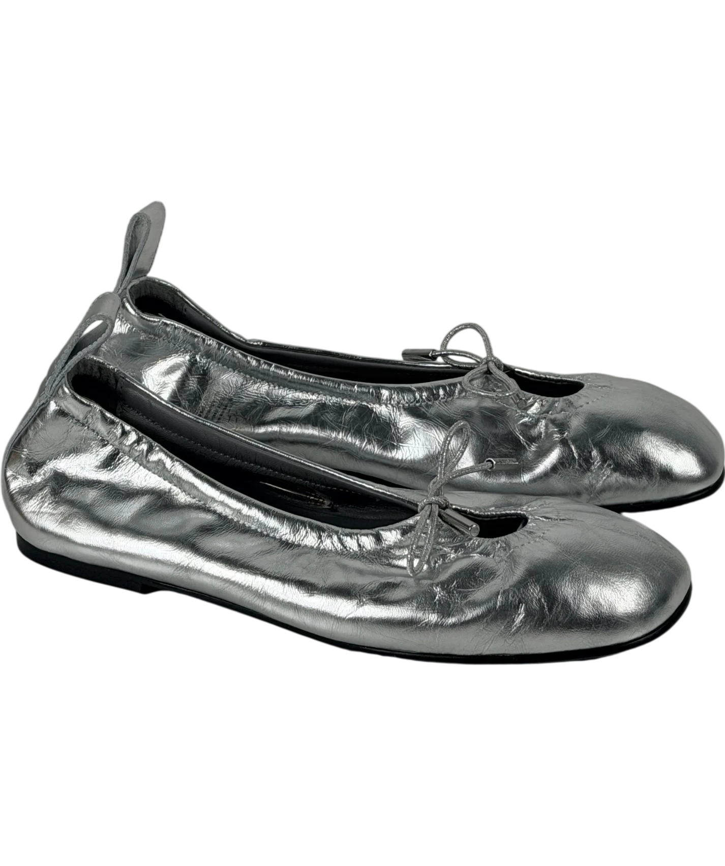 alohas Rosalind Shimmer Metallic Silver Leather Ballet Flats UK 6 EU 39