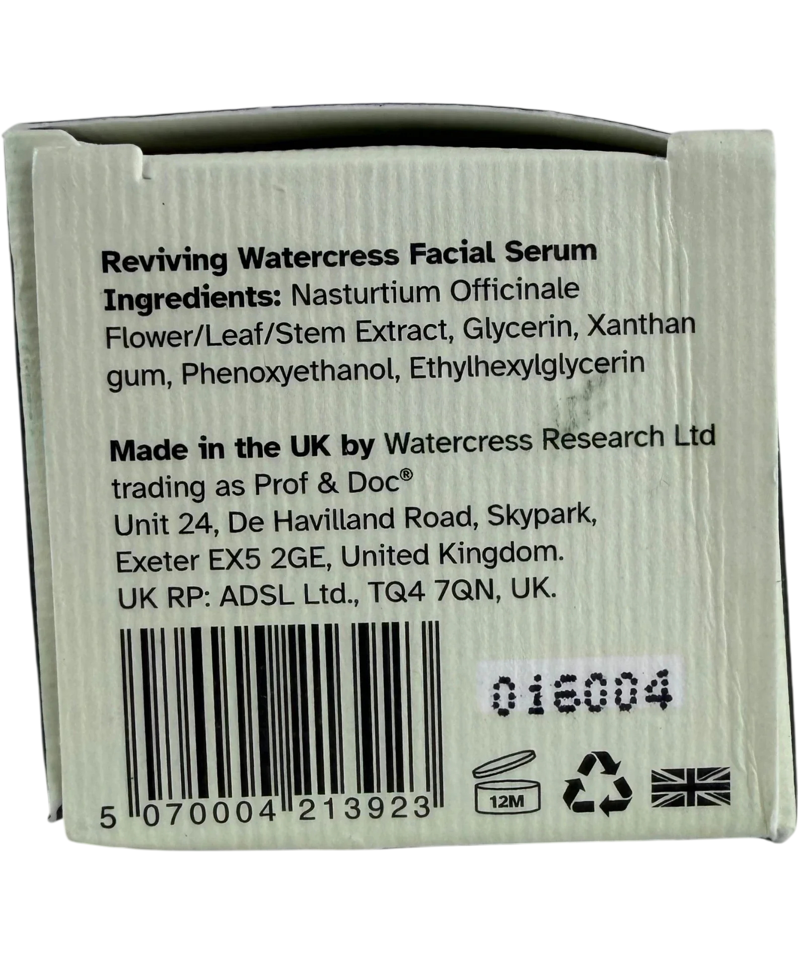 Prof & Doc Reviving Watercress Face Serum 50ml