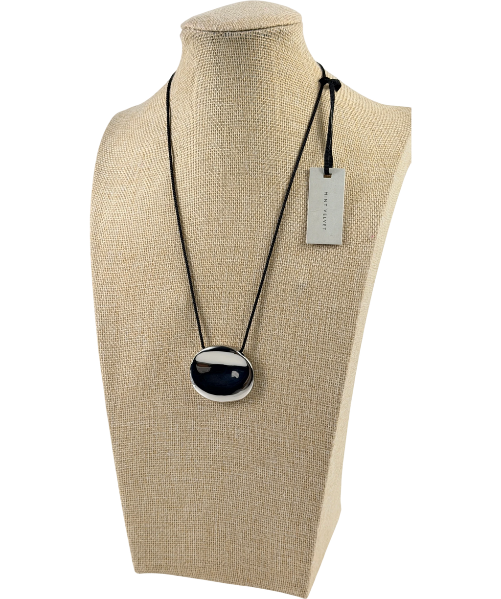 Mint Velvet Metallic Silver Tone Stud Rope Pendant Adjustable Necklace One Size One Size