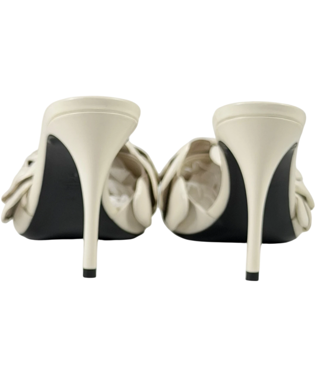 VALENTINO GARAVANI Cream Atelier 03 Rose Edition 90 Leather Mules In Avorio UK 5 EU 38