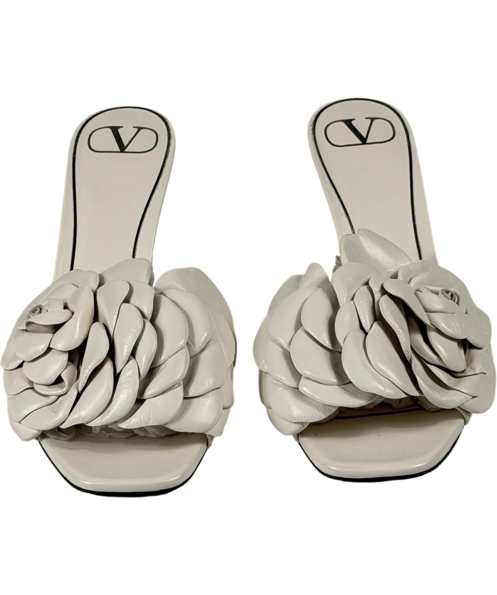 VALENTINO GARAVANI Cream Atelier 03 Rose Edition 90 Leather Mules In Avorio UK 5 EU 38