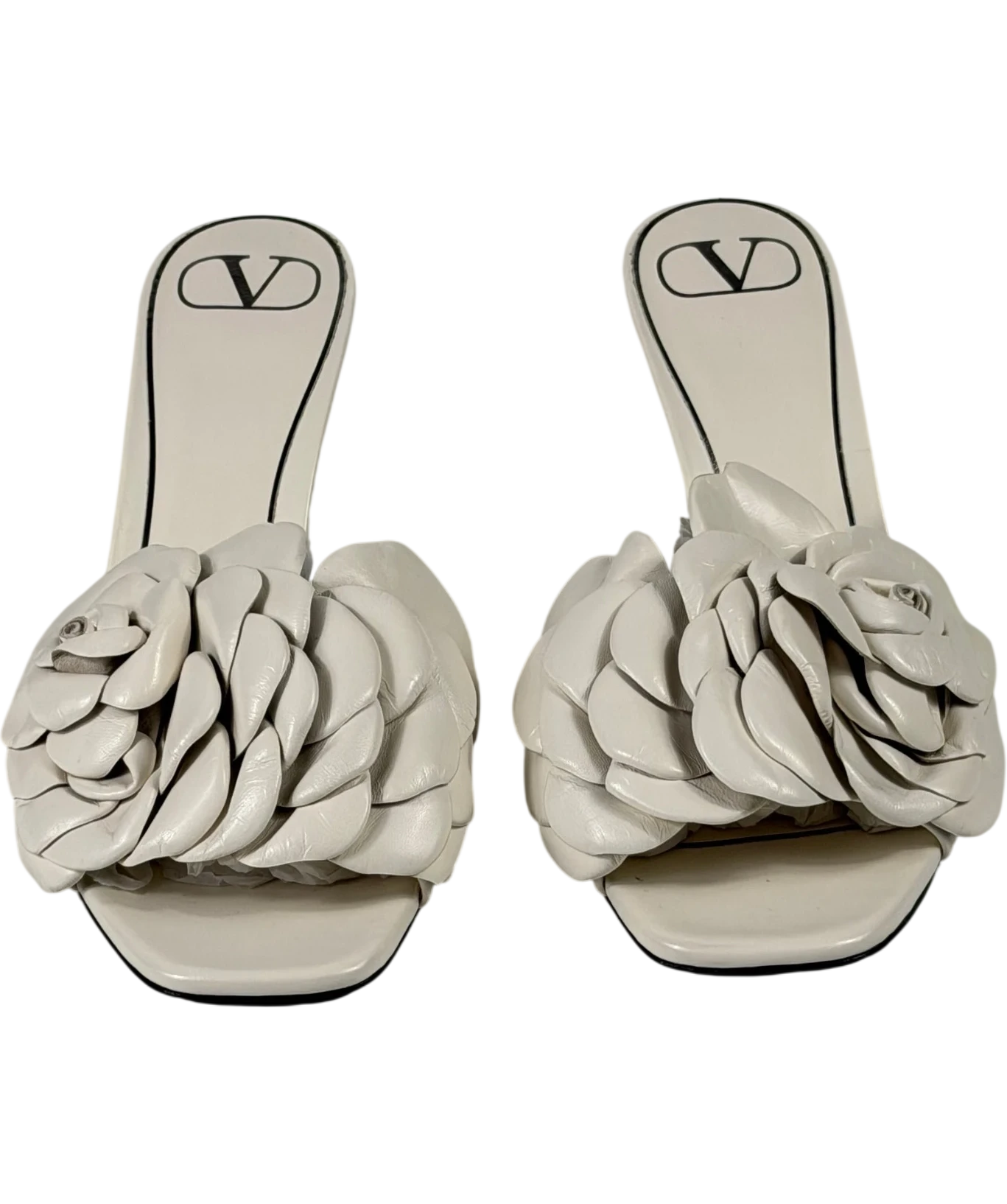 VALENTINO GARAVANI Cream Atelier 03 Rose Edition 90 Leather Mules In Avorio UK 5 EU 38