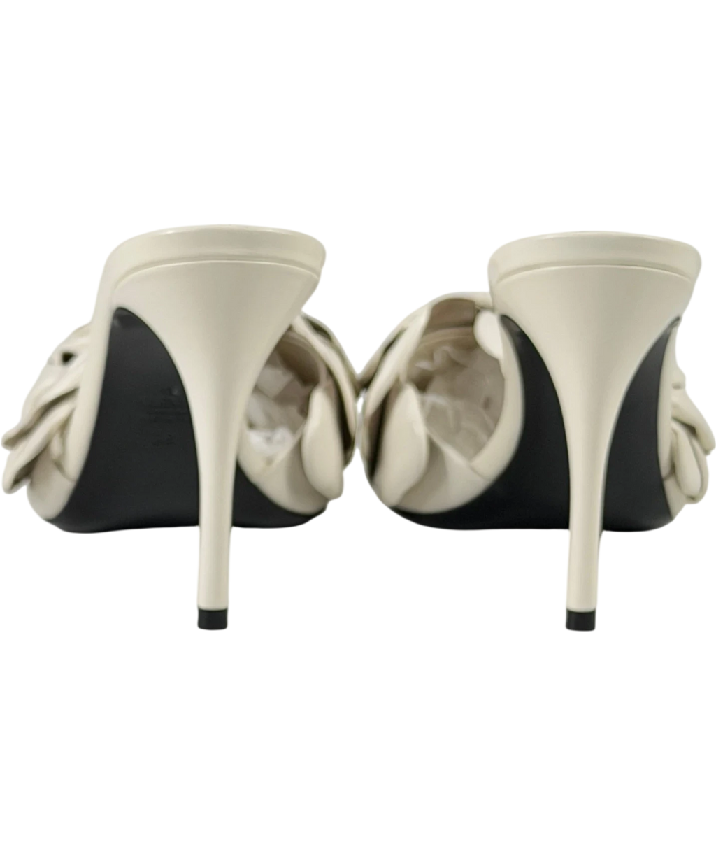 VALENTINO GARAVANI Cream Atelier 03 Rose Edition 90 Leather Mules In Avorio UK 5 EU 38