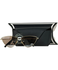 Noughts & Kisses Brown Montuiri Gold Tint Cat Eye Sunglasses in Case