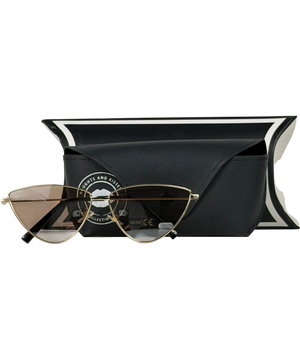 Noughts & Kisses Brown Montuiri Gold Tint Cat Eye Sunglasses in Case