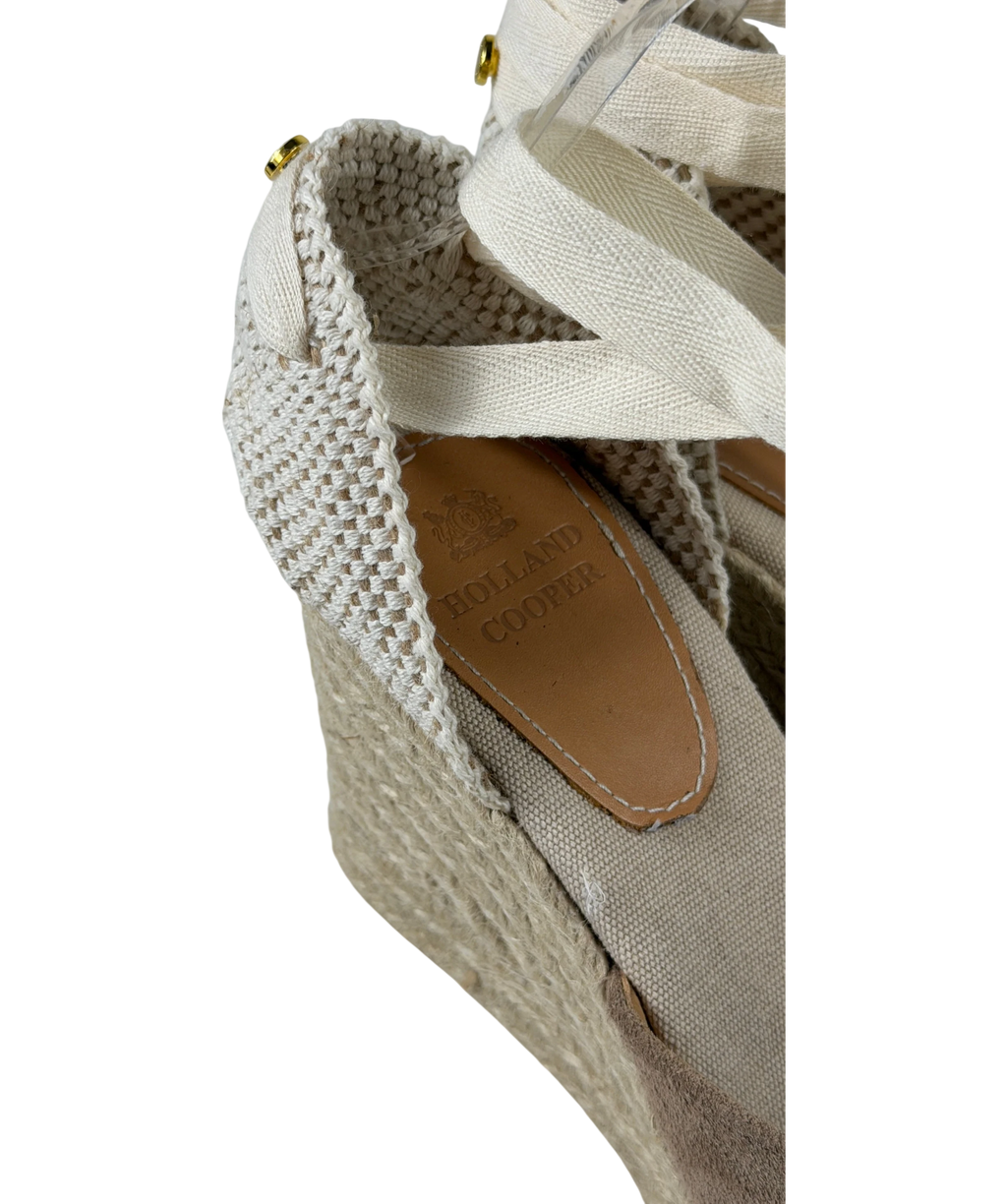 HOLLAND COOPER Seville Wedge Espadrilles In Taupe Beige Suede UK 5 EU 38