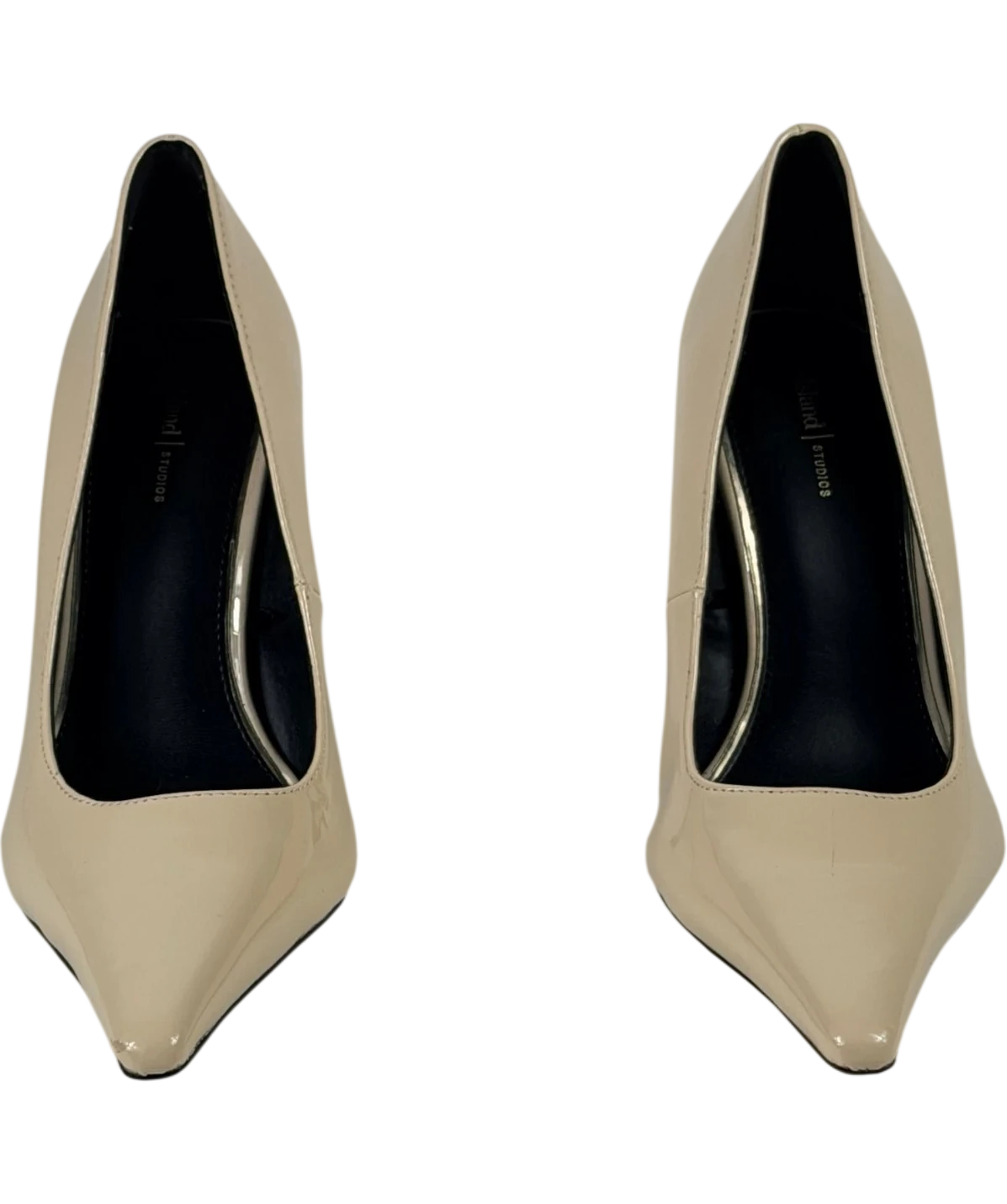 River Island Cream Long Chisel Toe Patent Court Heels UK 5 EU 38