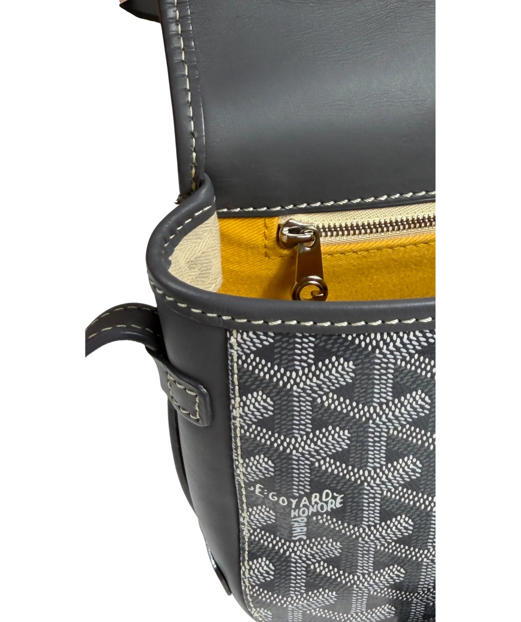 GOYARD Personalized "L.W" Grey Goyardine Canvas Belvedere Pm Messenger Bag