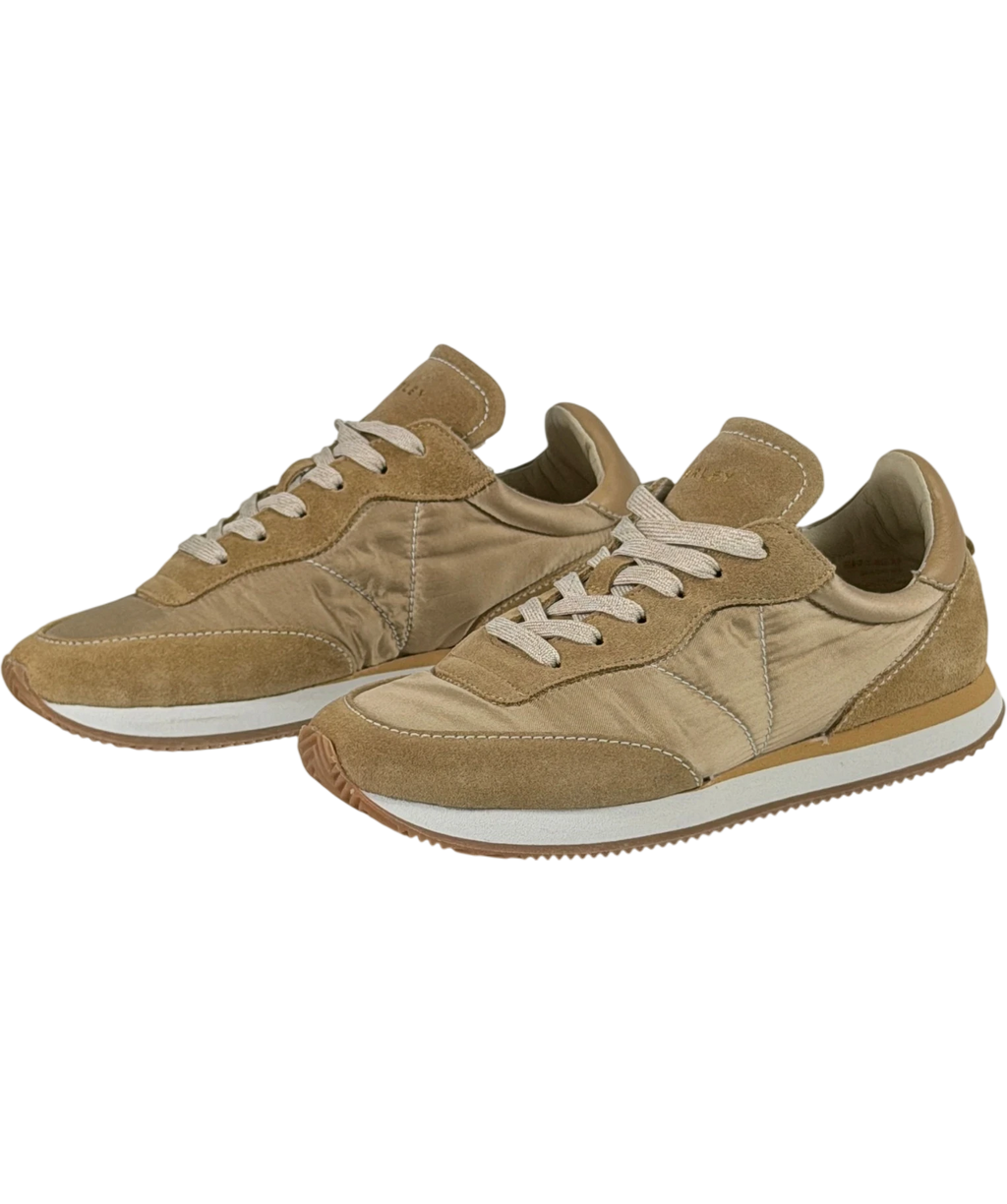 VARLEY Amera Runner Suede And Satin Sneakers In Taupe Beige UK 5 EU 38