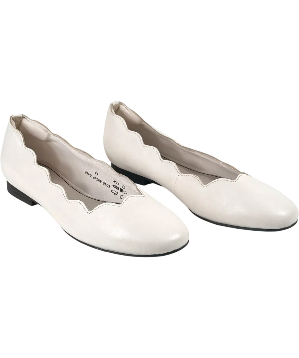 M&S White Collection Wide Fit Leather Ballet Pumps, UK 6 EU 39