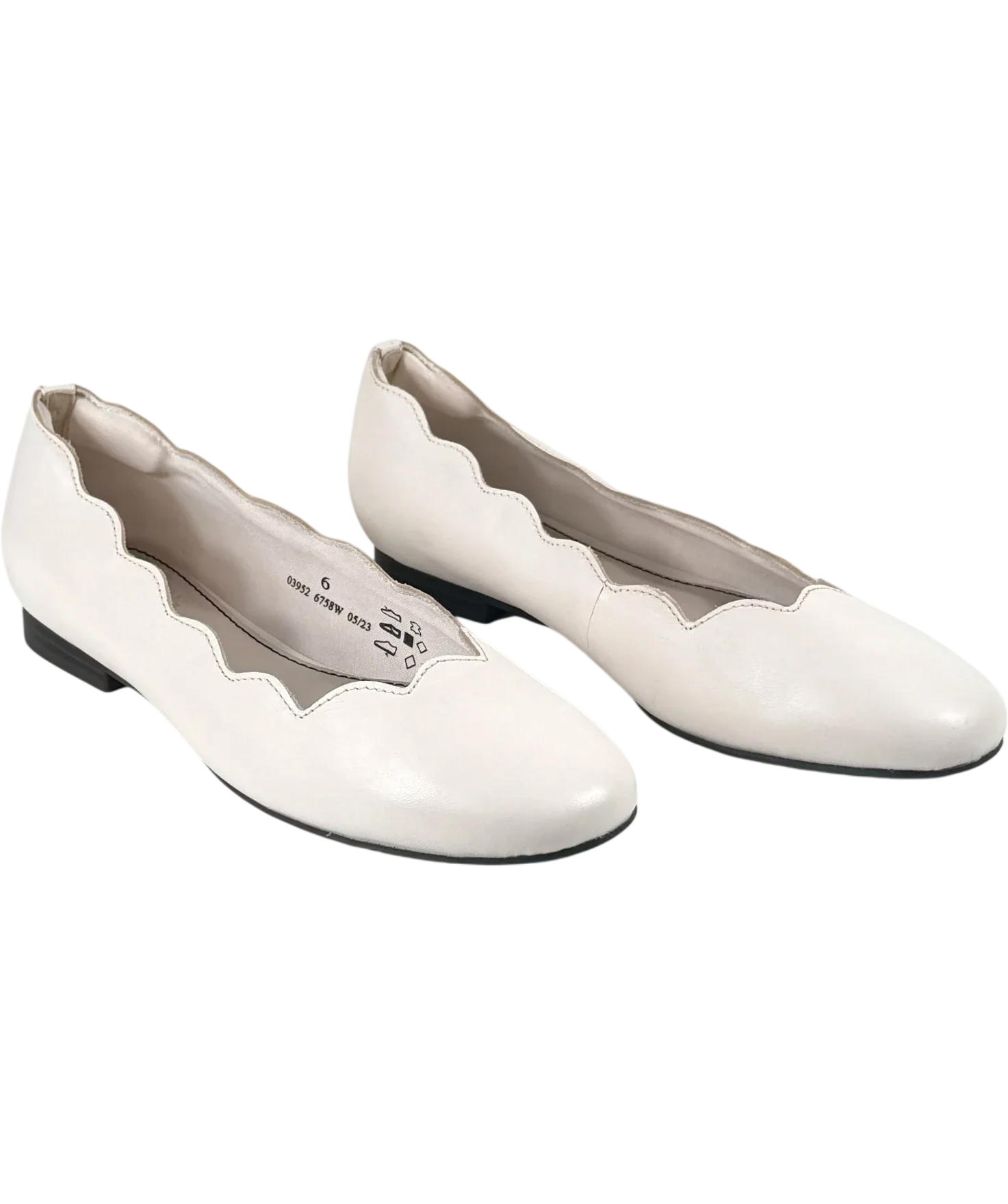 M&S White Collection Wide Fit Leather Ballet Pumps, UK 6 EU 39