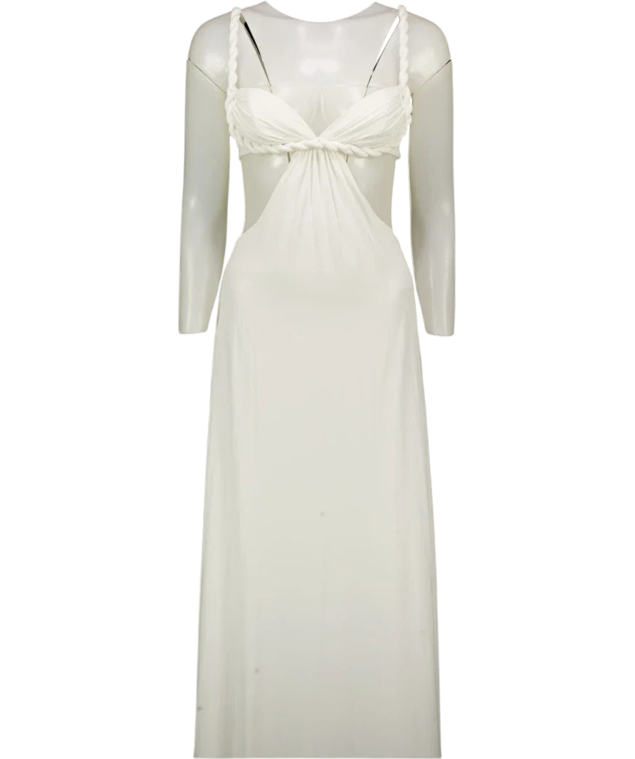 WHITE FOX White Tessara Plaited Strap Maxi Dress UK XS