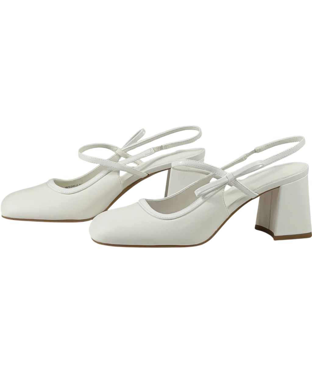 Charles & Keith White Bow Slingback Mary Jane Shoes UK 5 EU 38