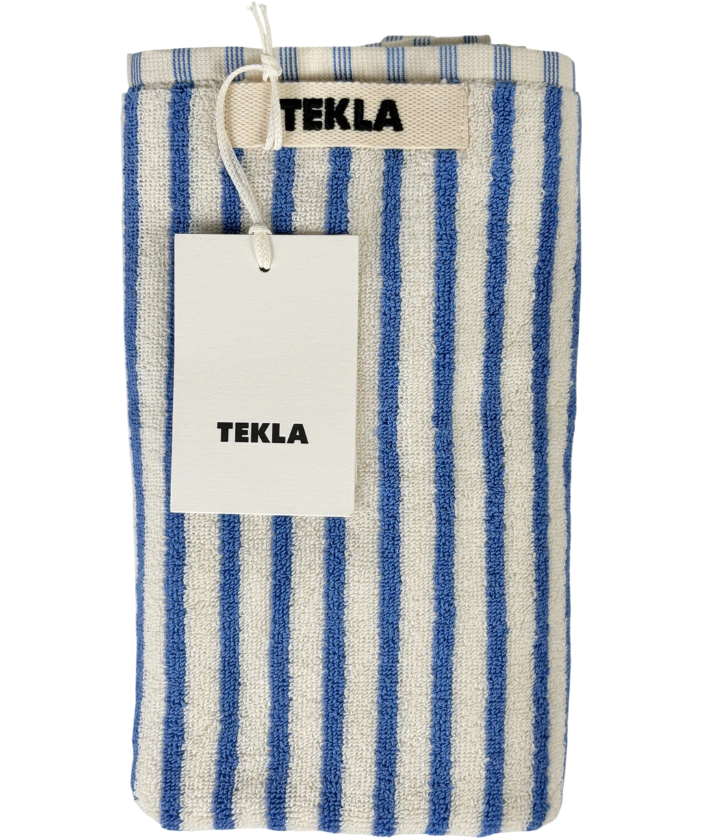 TEKLA Blue Coastal Stripes Terry Beach Towel